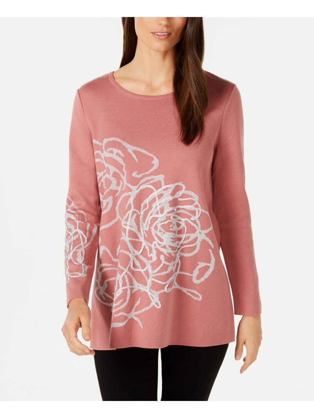 Alfani Womens Petite Metallic Graphic Sweater Size PM